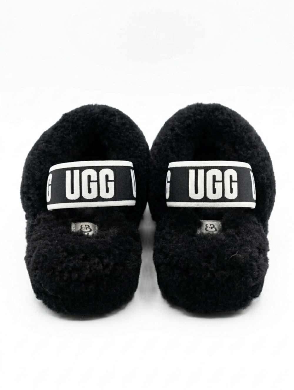 UGG Fluffita Black Sheepskin Platform Slide Sandals